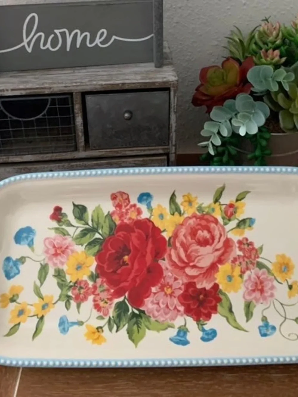 New Pioneer Woman Sweet Rose Ceramic Tray